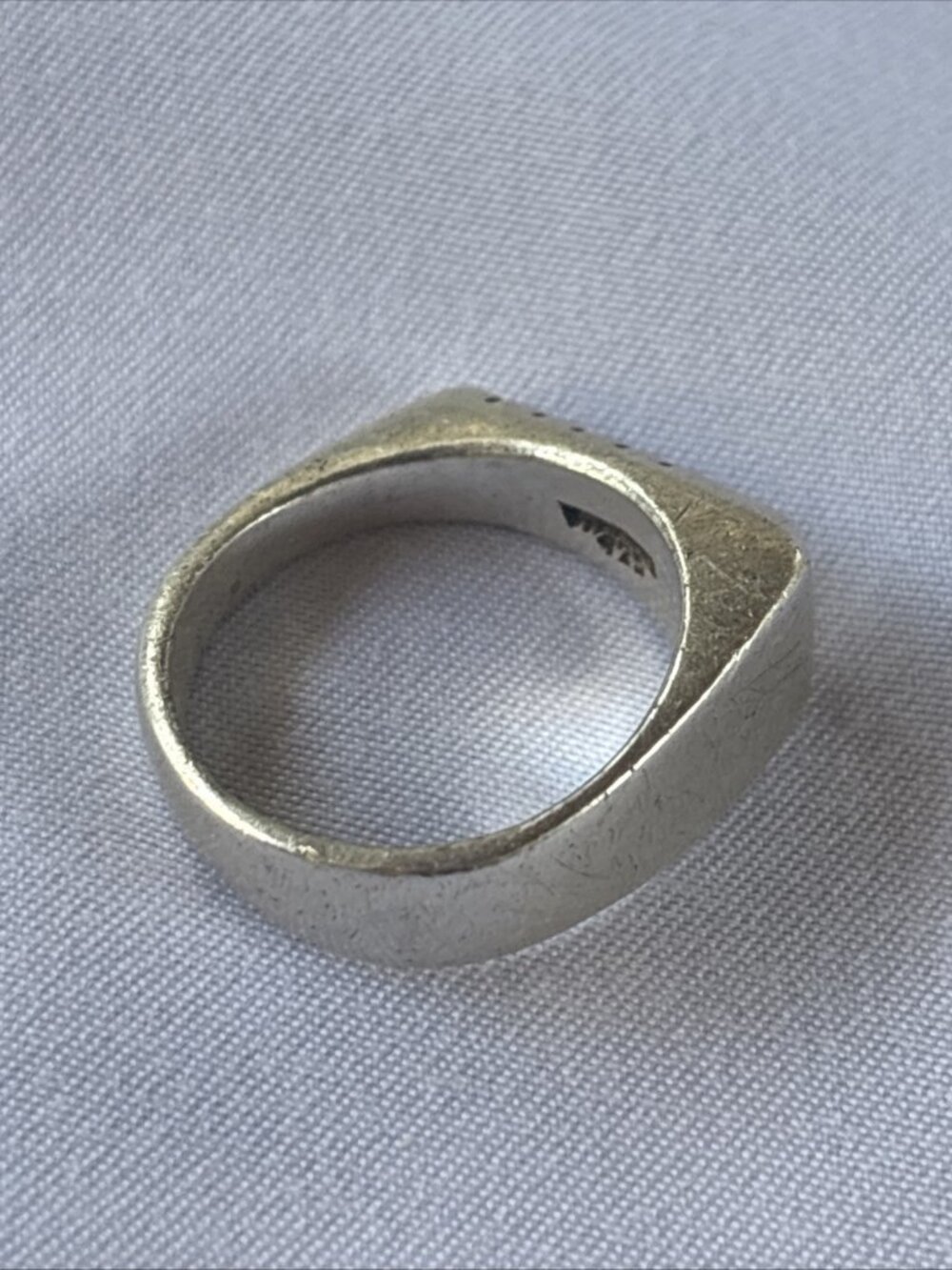 925 Sterling Silver Modernist Geometric Signet Ring Artisan Size 7 Vintage - Picture 5 of 11